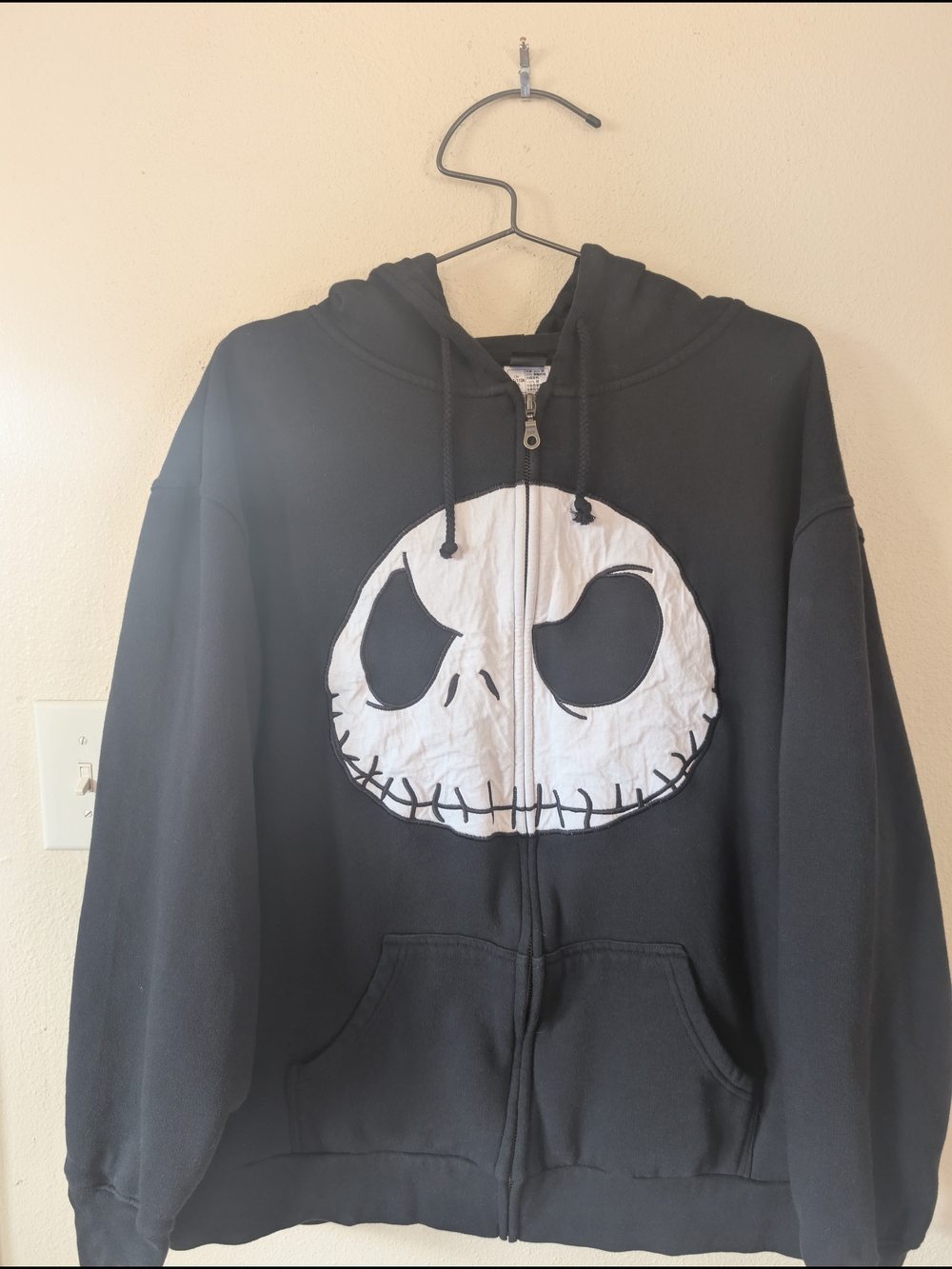 Disney Black Hoodie with White Nightmare Before Christmas Label XL